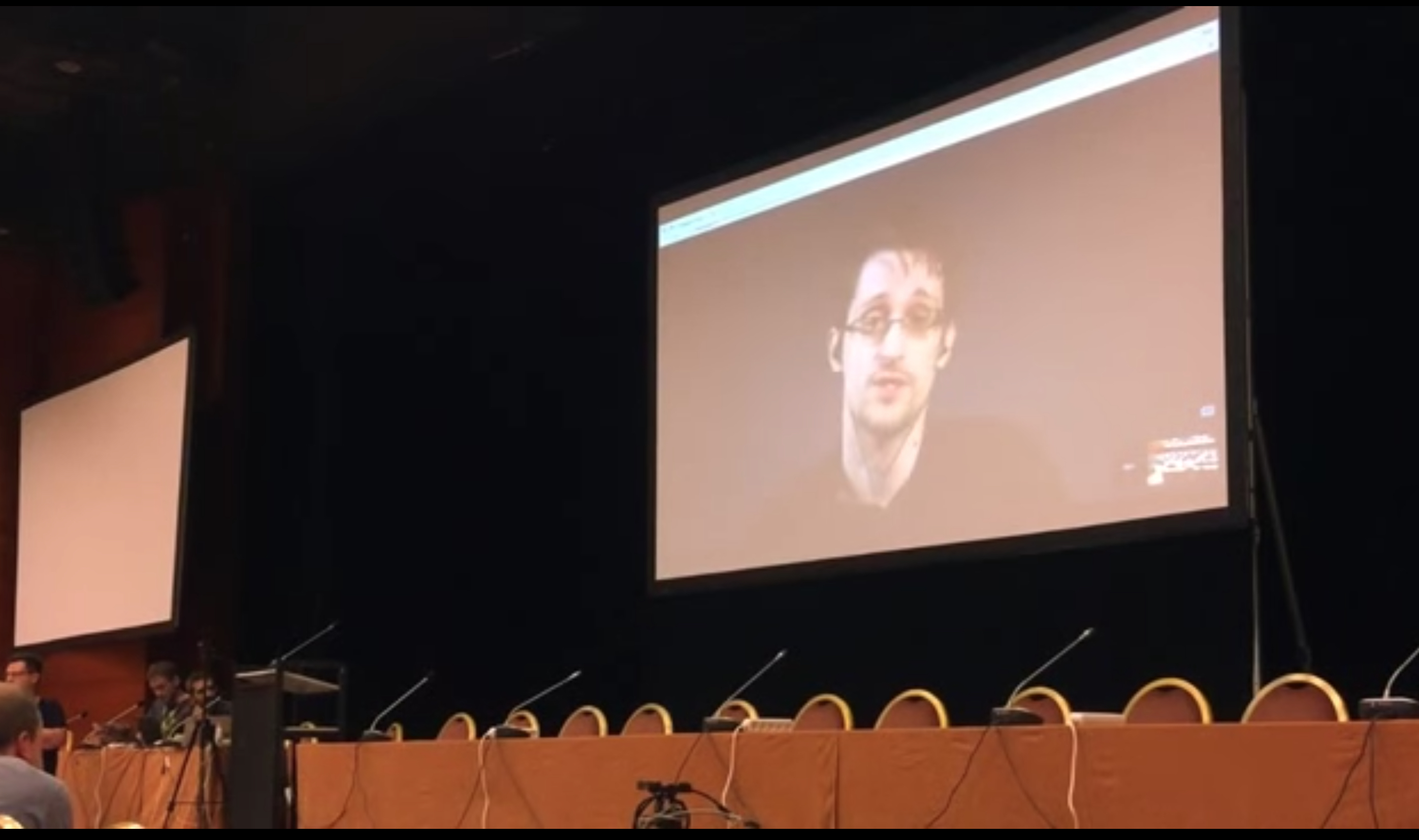 Snowden meets IETF (screencap from linked video)